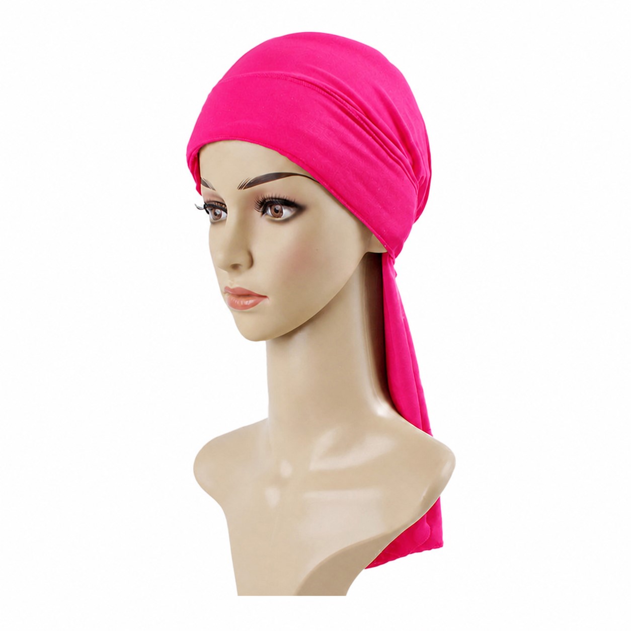 Polyester Drawstring Hair Turban — Hot Pink