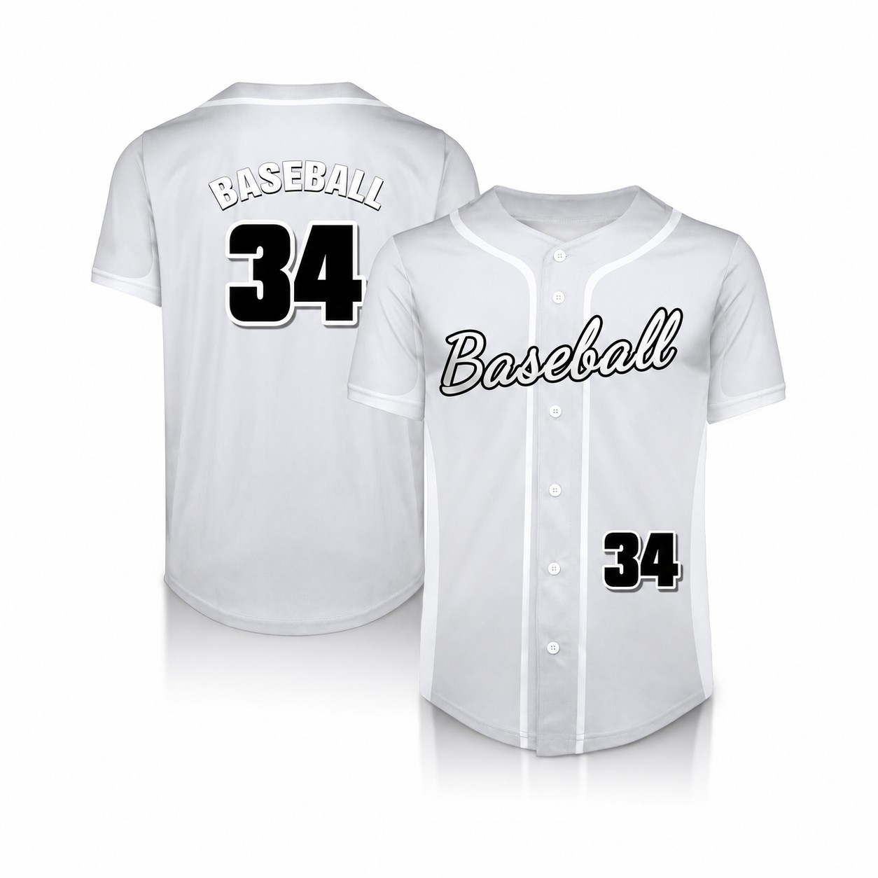 Interlock Mesh Fabric Sports Jersey — Clear White