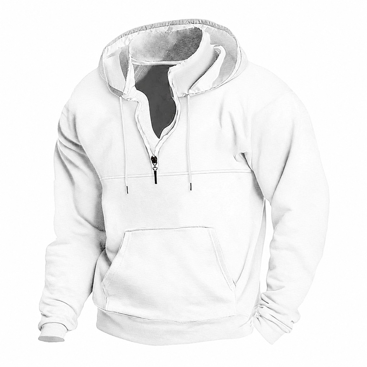 Slim Quarter Zip Hooded Sweatshirt — Clear White