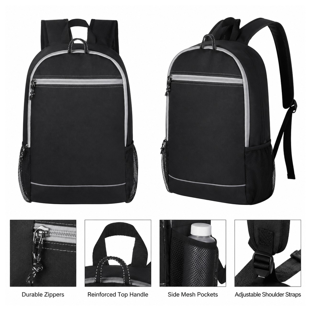 Reflective Detail Adjustable Strap Backpack