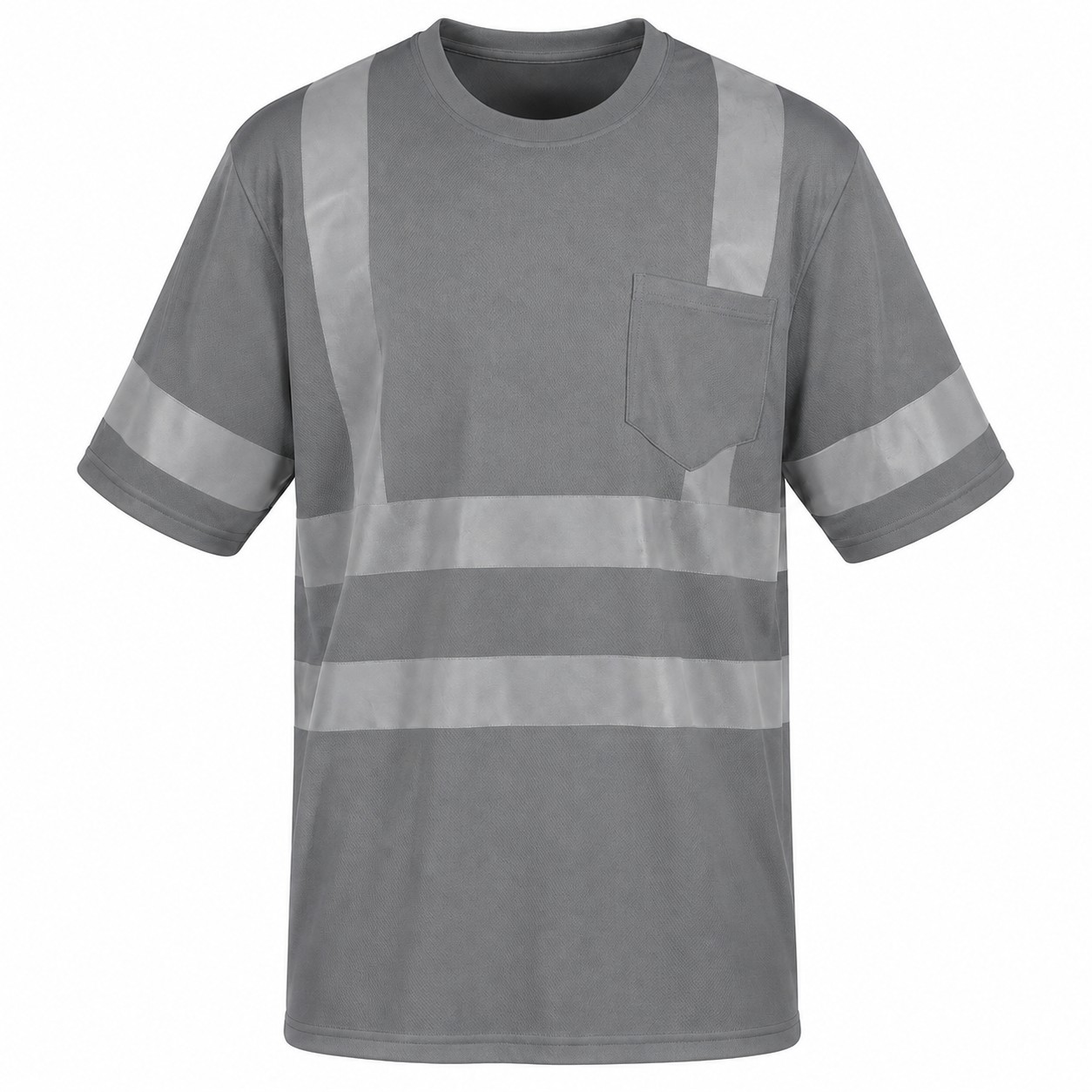 High Visibility Polyester Pocket Tee — Gray