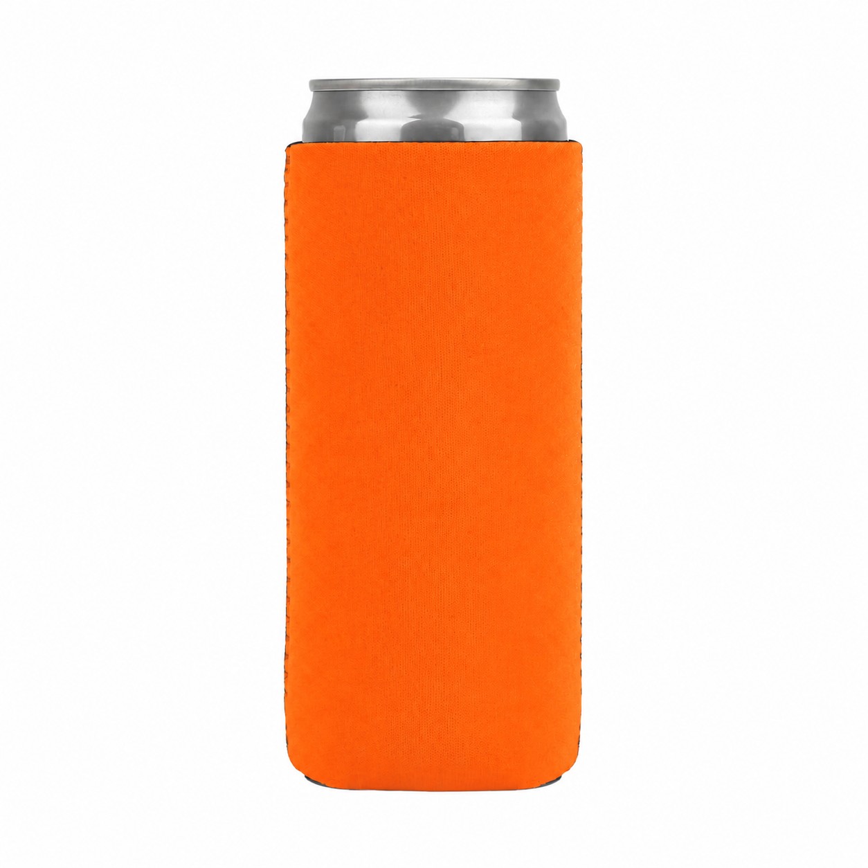 White Neoprene Slim Can Cooler — Orange