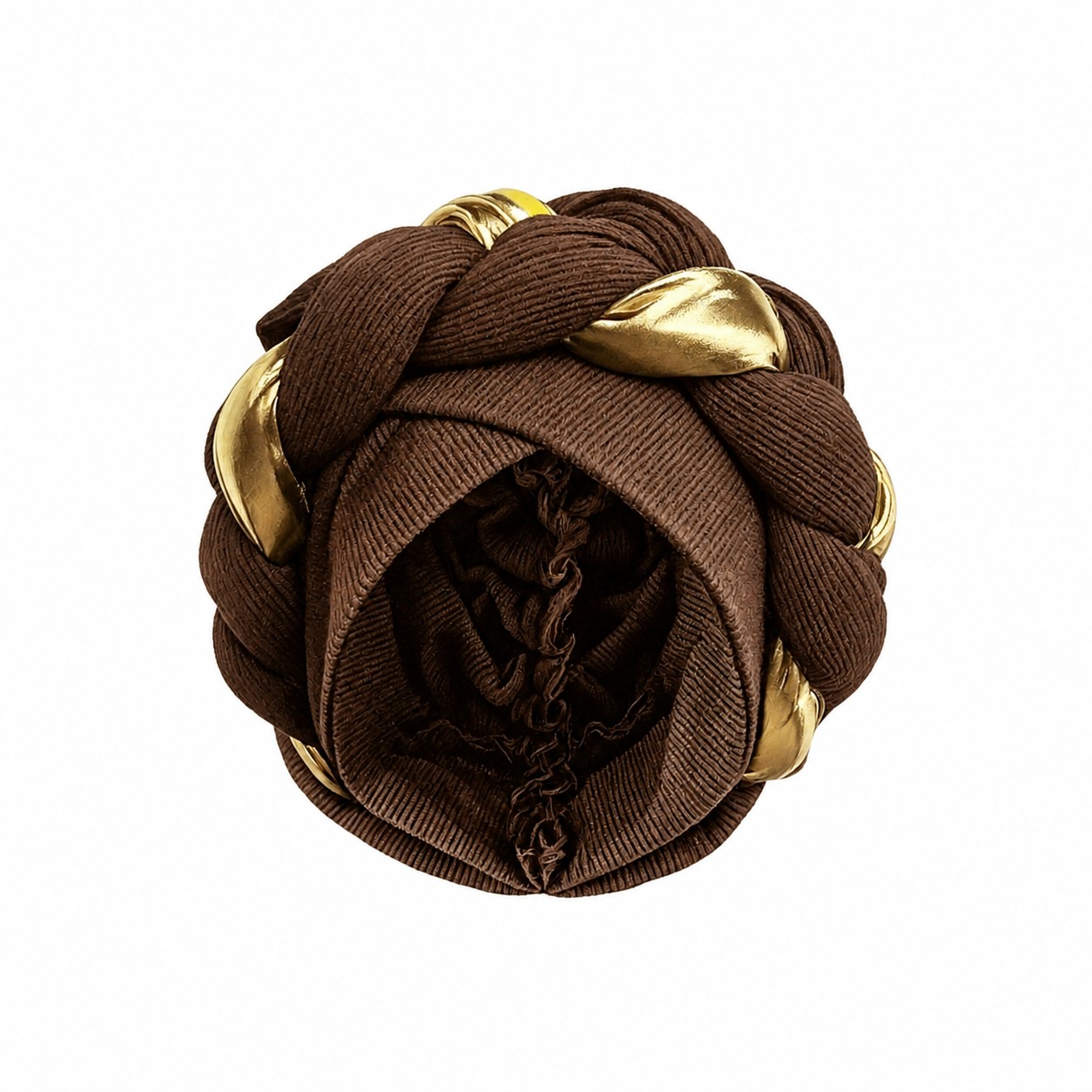 Cotton Color Block Turban Headwrap — Brown