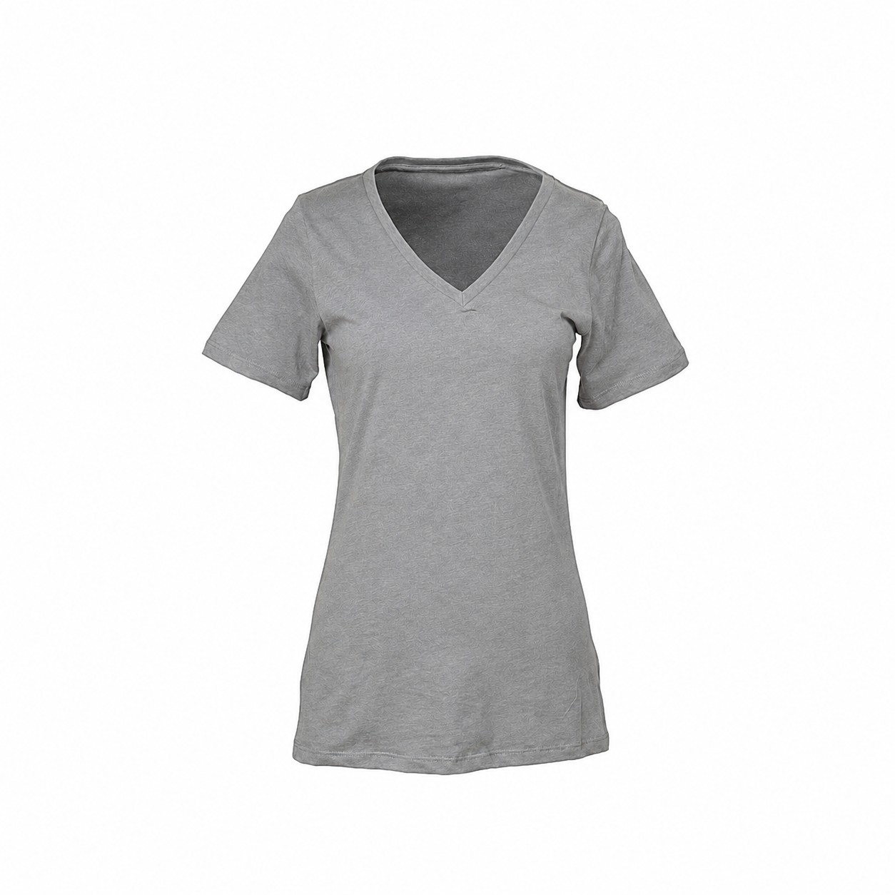 Ladies Ringspun Cotton V Neck Shirt — Gray