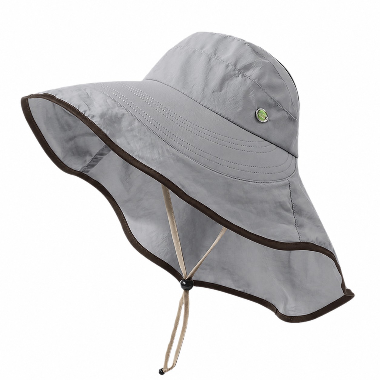 Polyester Ponytail Fisherman Sun Hat — Gray