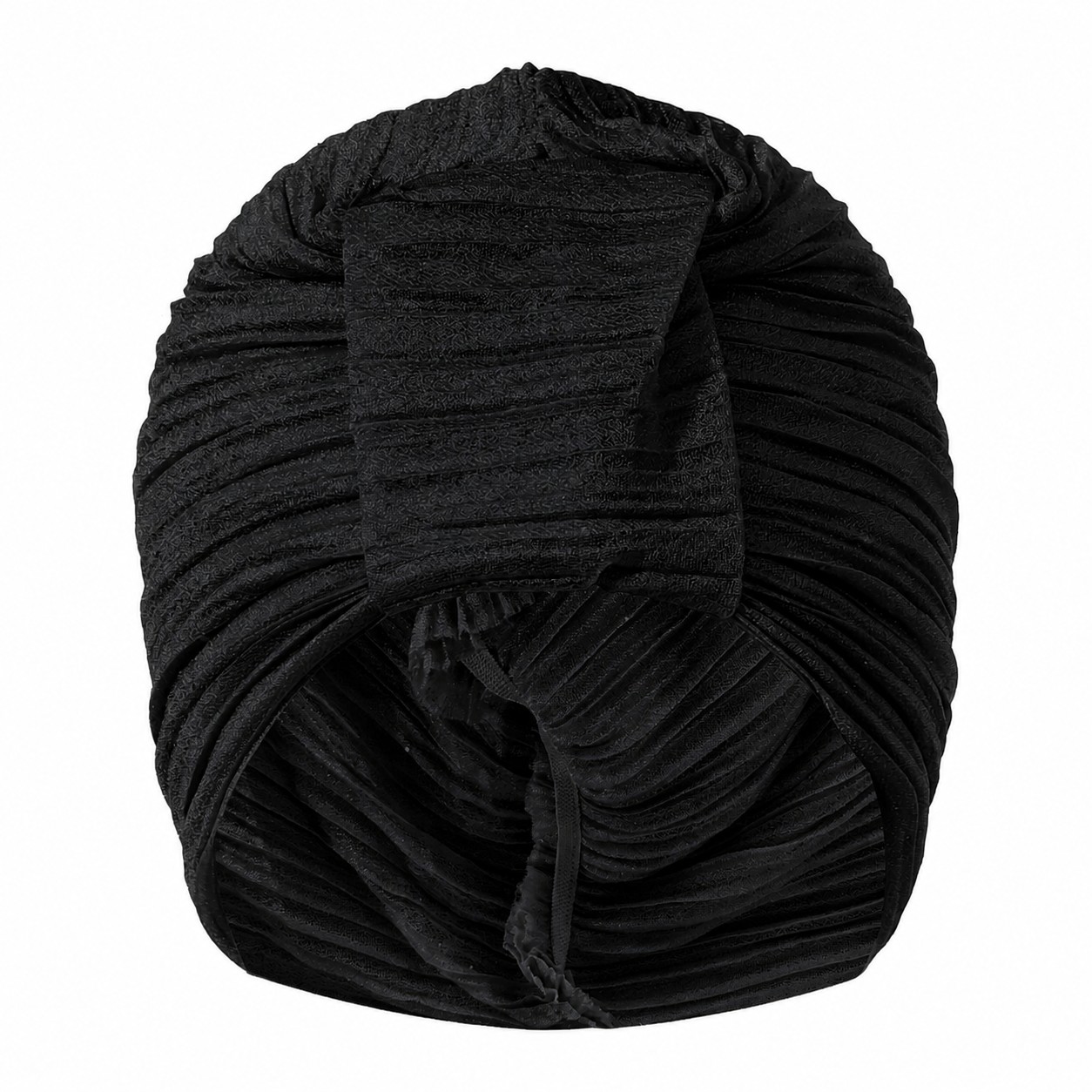 Sequin Polyester Elastic Turban Hat — Black