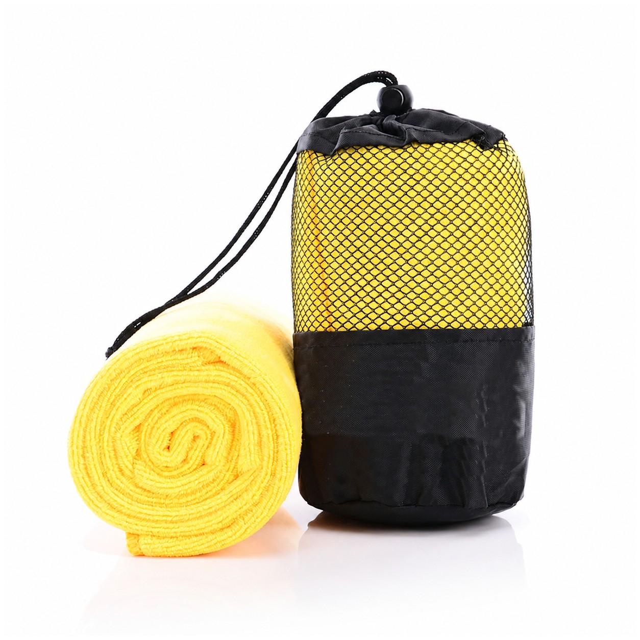 Microfiber Sports Towel With Mesh Sack — Yellow