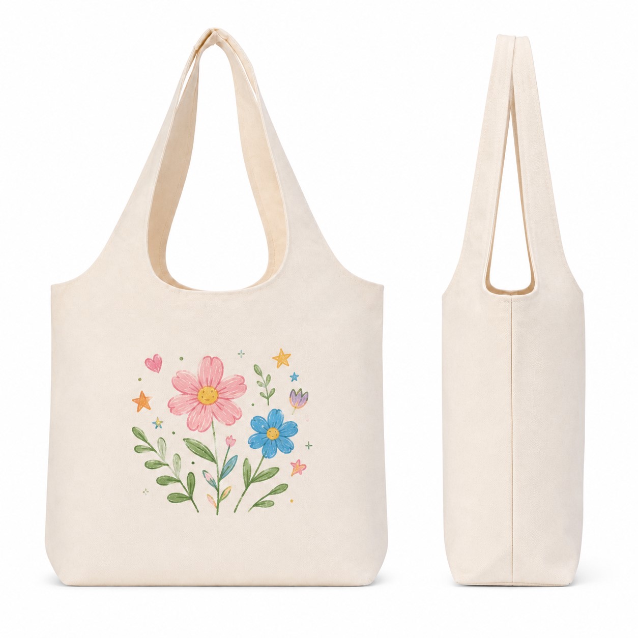 Open Top Cotton Canvas Tote