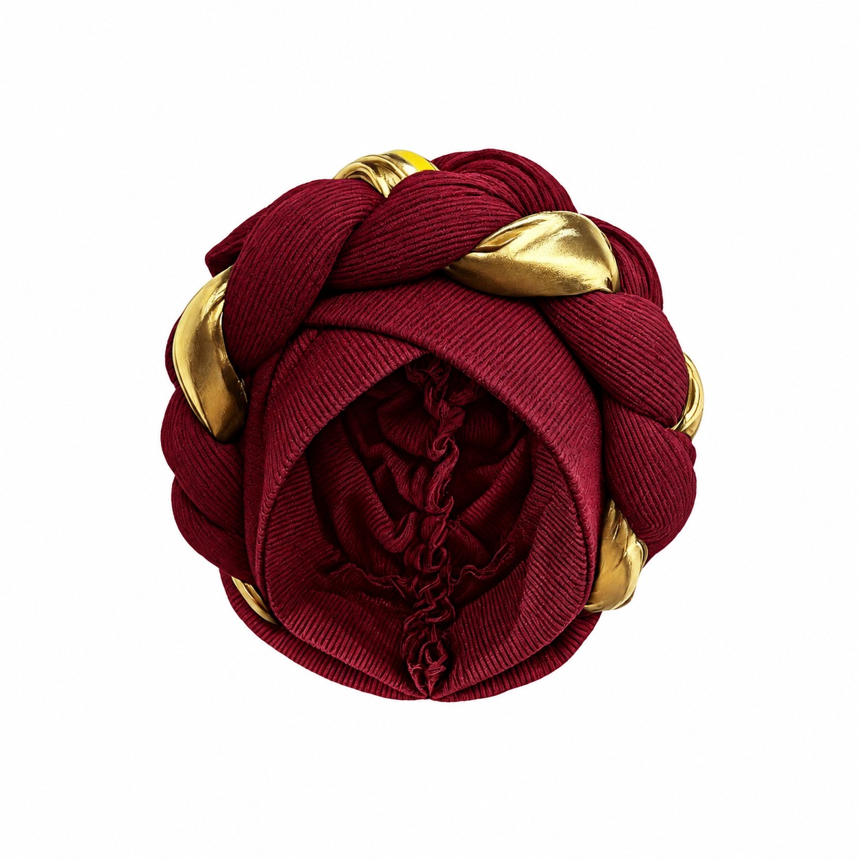 Cotton Color Block Turban Headwrap — Wine Red
