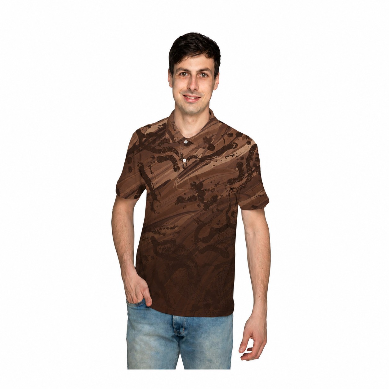 Polyester Performance Polo Shirt — Brown
