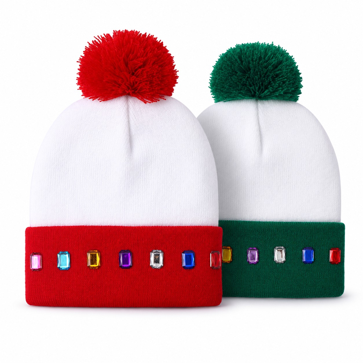 Jeweled Polyester Pom Beanie
