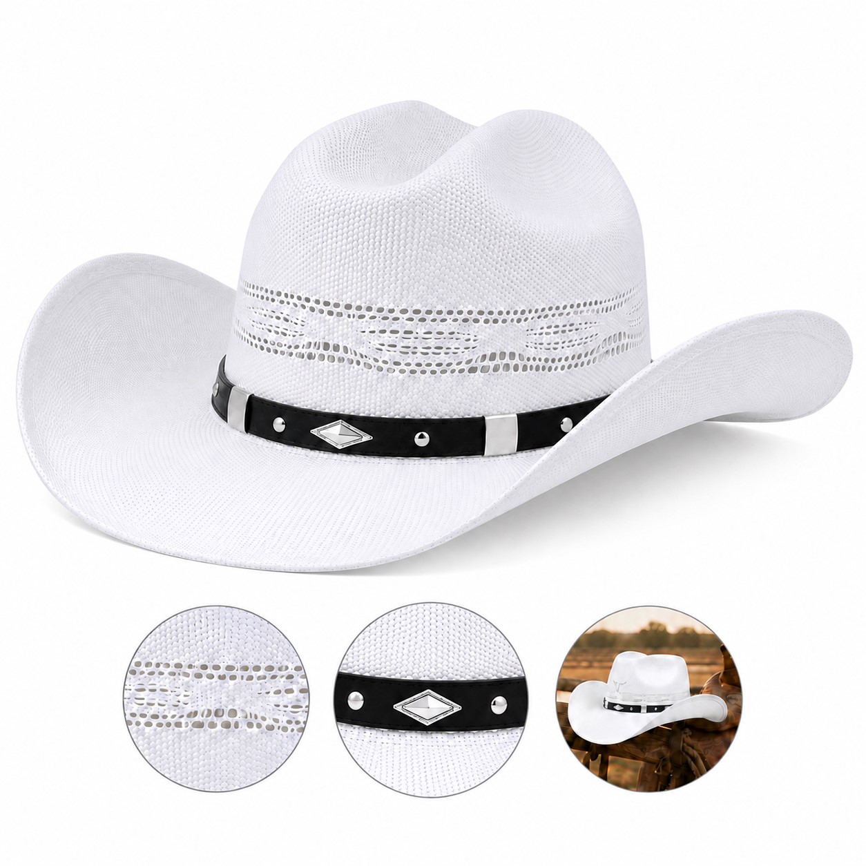 Woven Straw Western Cowboy Hat