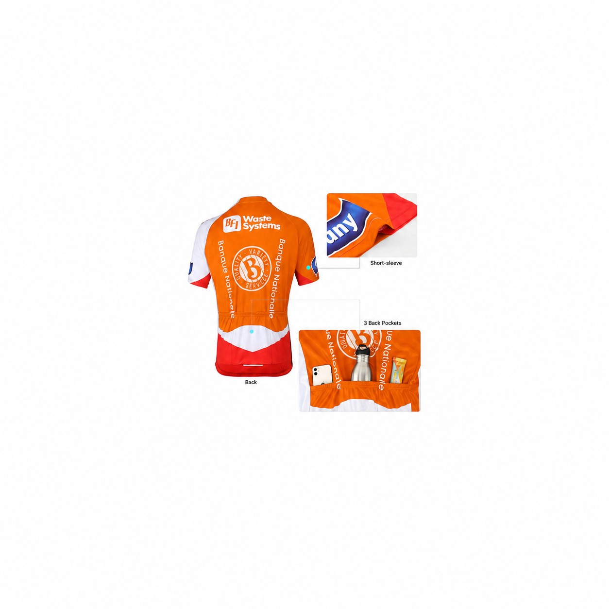 Mesh Polyester Cycling Team Jersey — Orange