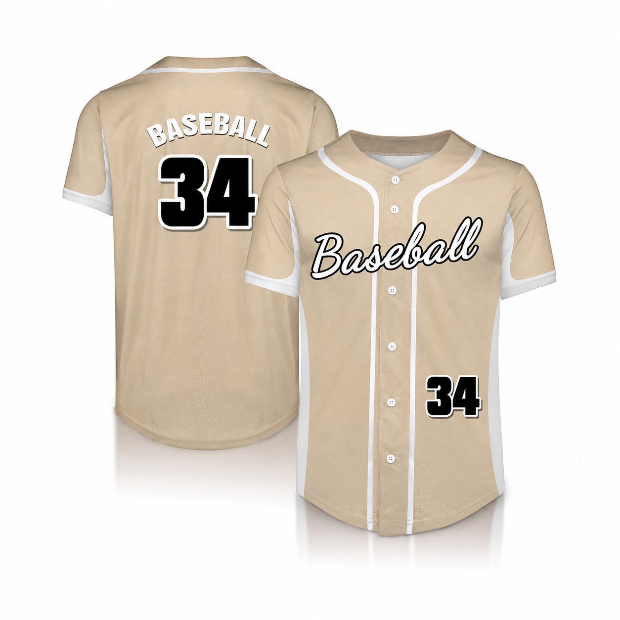 Interlock Mesh Fabric Sports Jersey — Natural Beige
