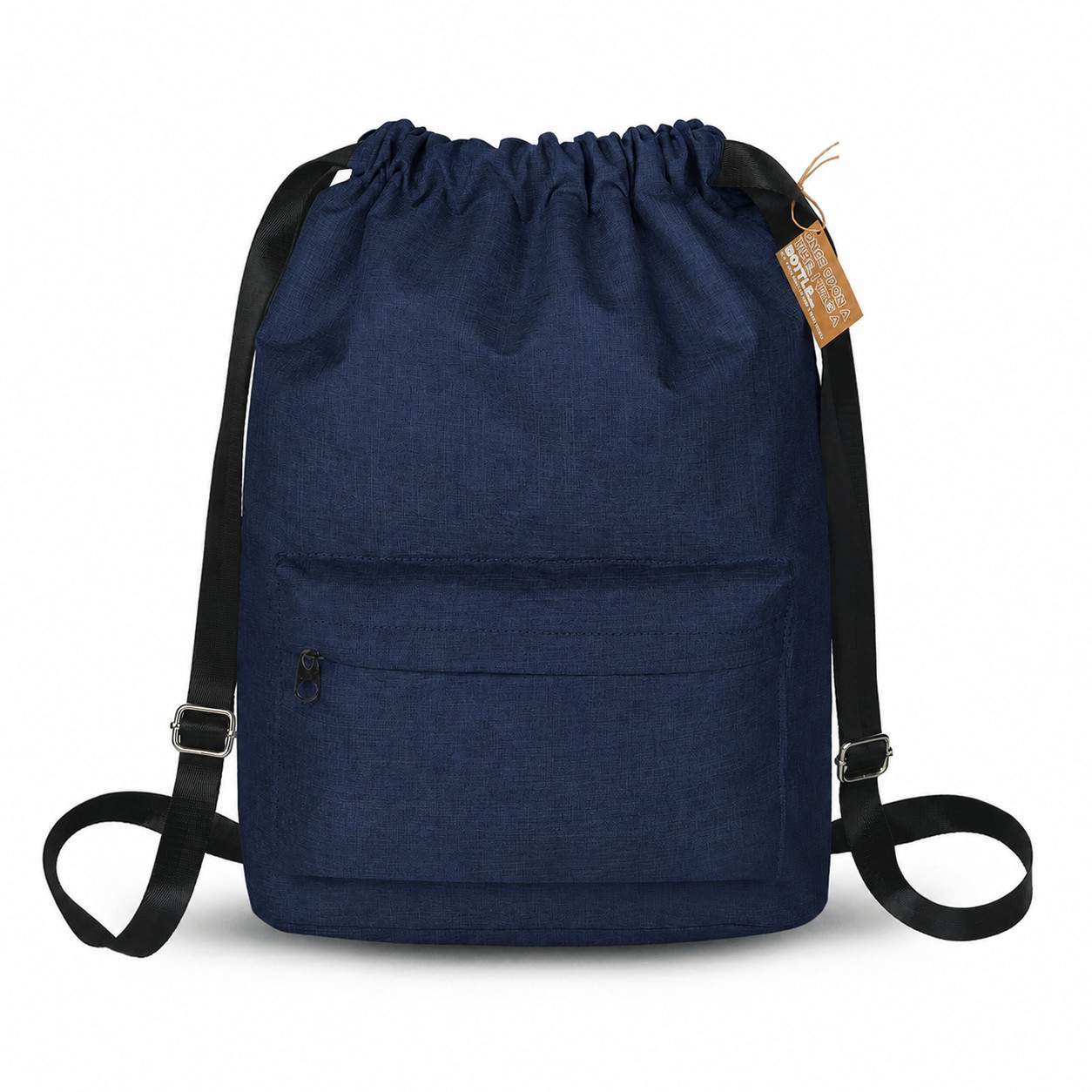 300D Polyester Zippered Storage Drawstring Bag — Navy Blue