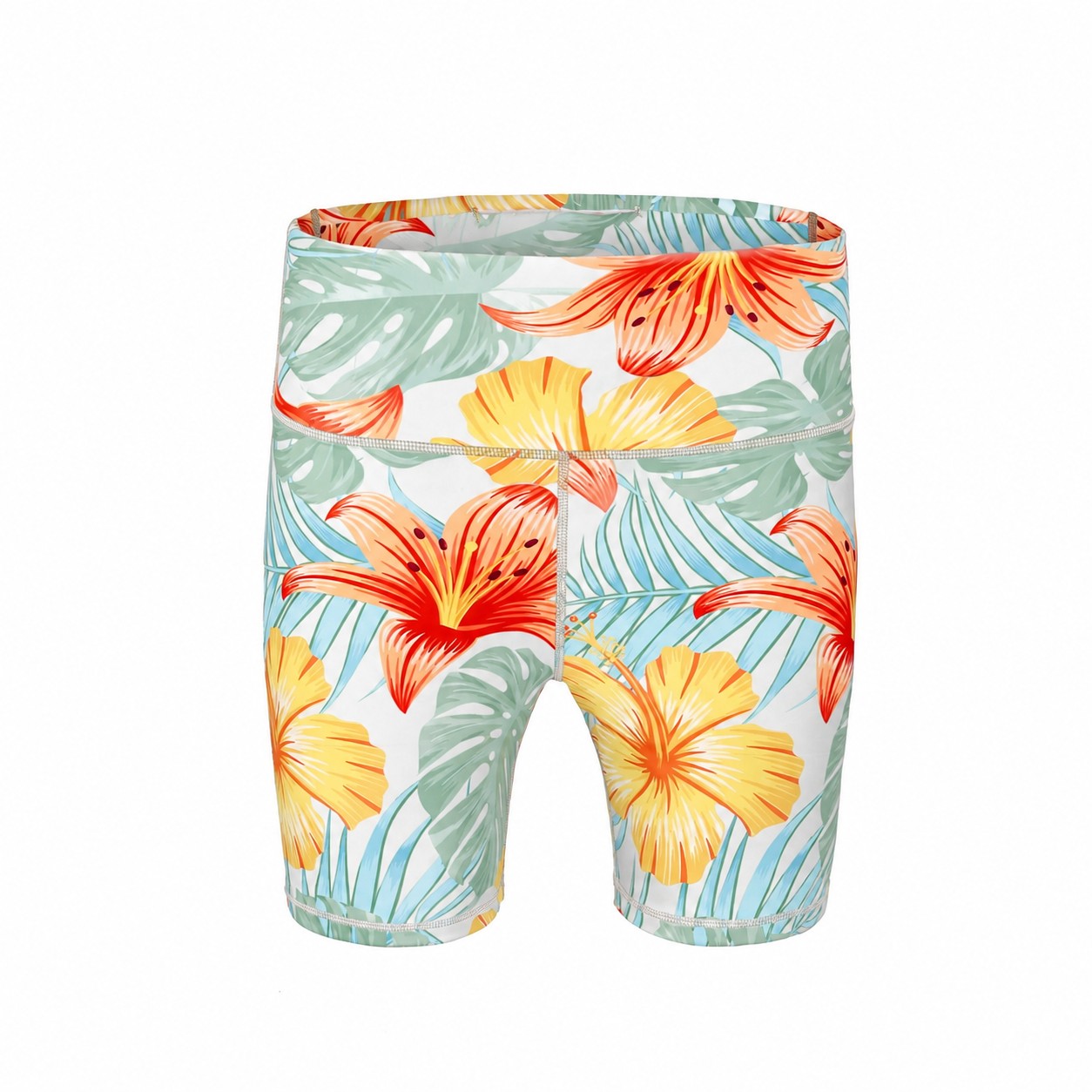 High Waist Yoga Shorts — Clear White