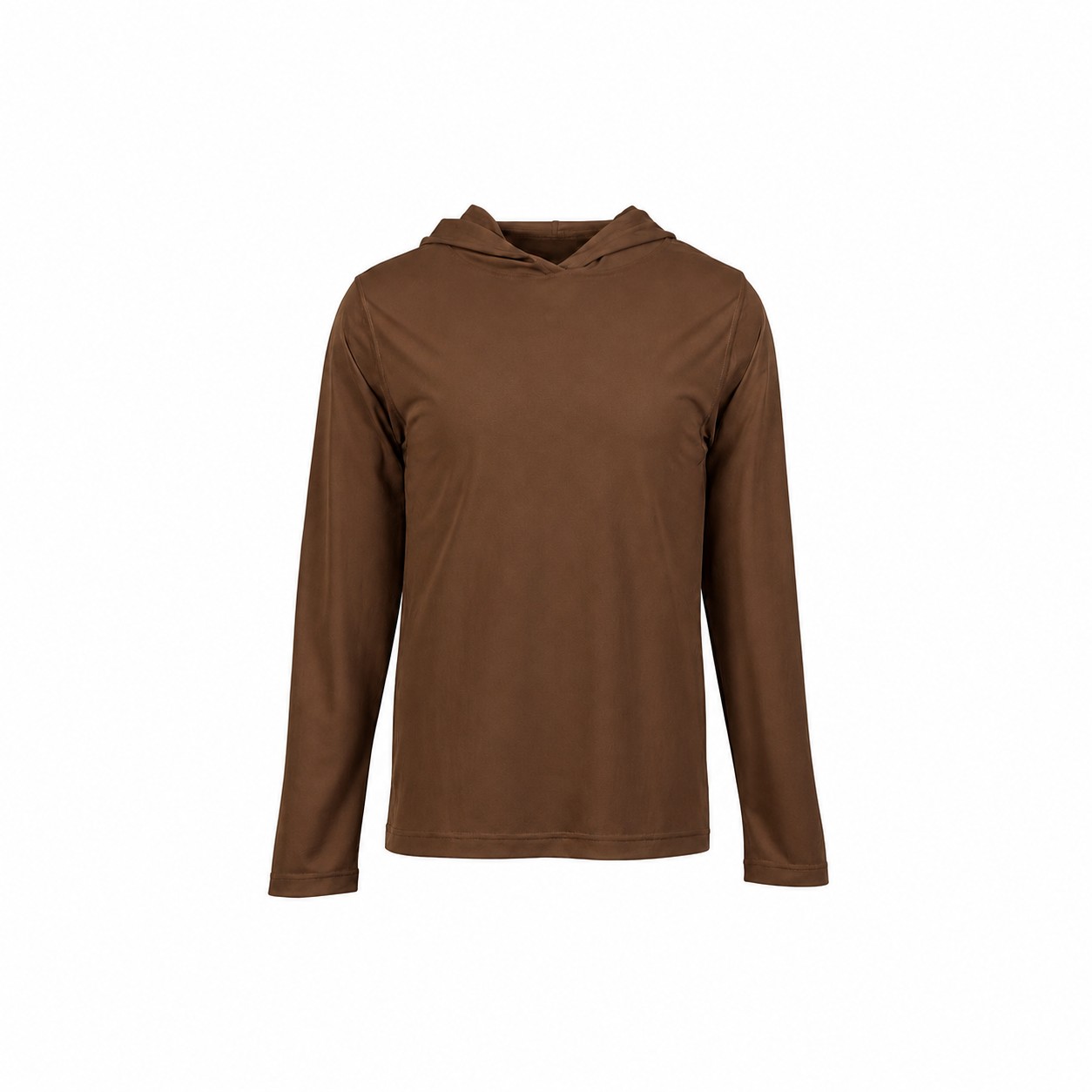 Polyester Long Sleeve Hooded Training Shirt — Brown