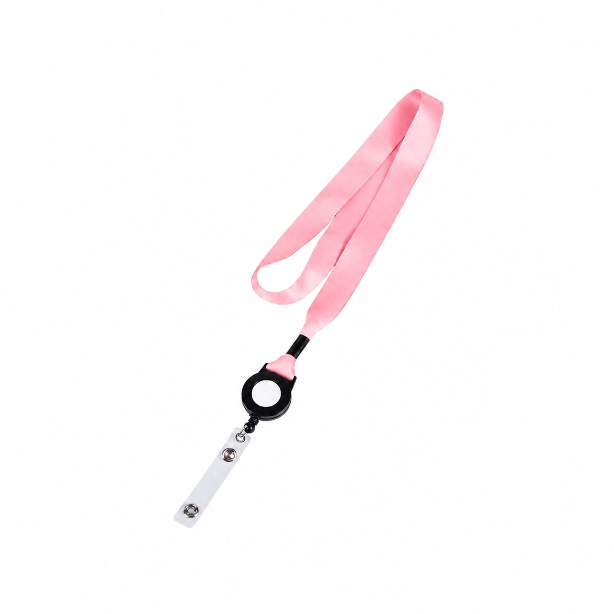 Plastic Crimp Badge Reel Lanyard — Pink