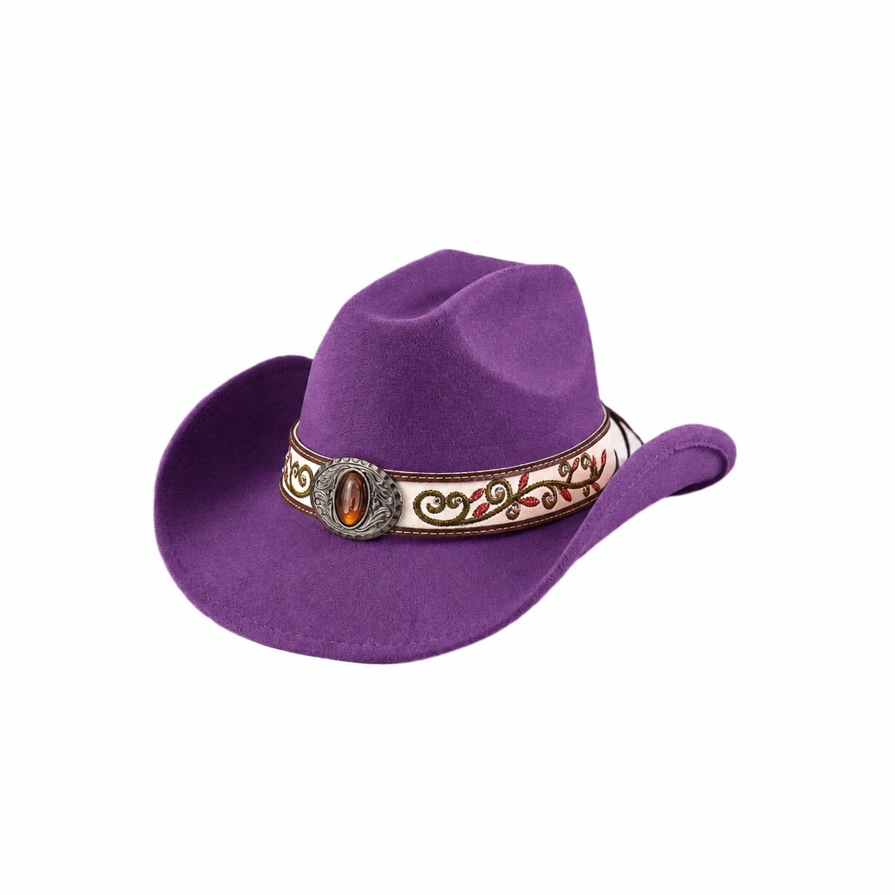 Polyester Felt Cowgirl Hat — Purple