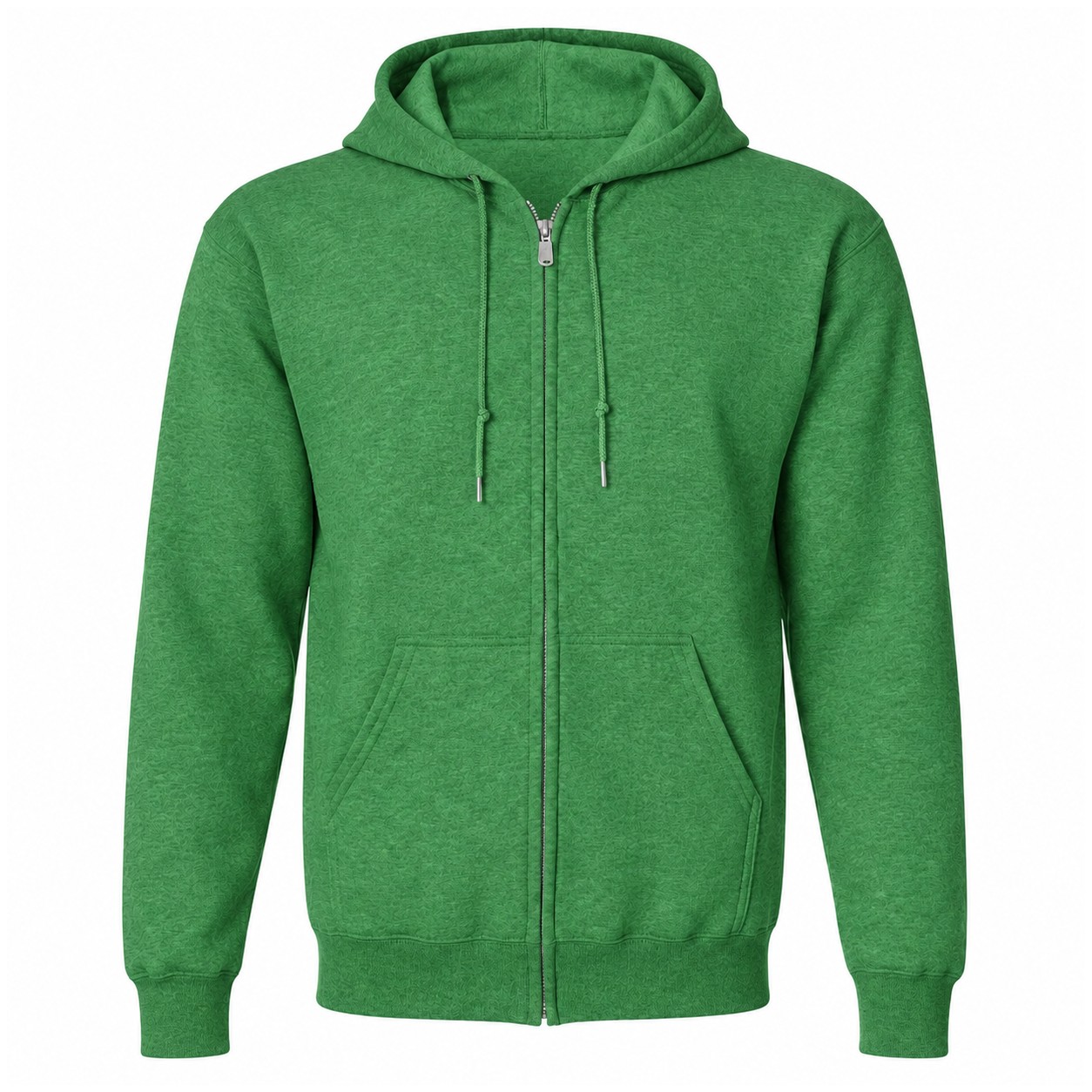 Full Zip Cotton Polyester Fleece Hoodie — Green