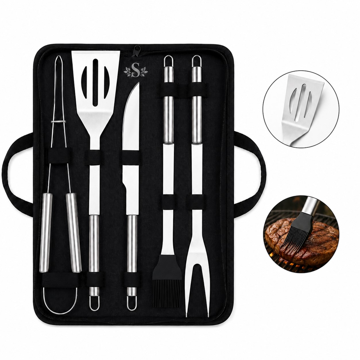 Steel Grill Utensil Set With Carrying Case