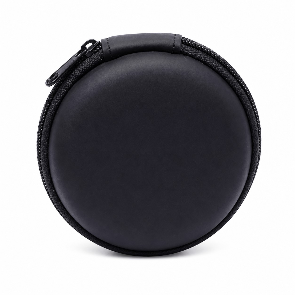 Zippered Round PU Earbud Organizer Case — view 2
