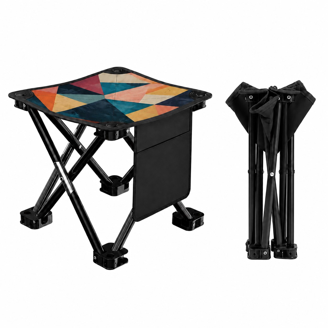 Compact Steel Folding Stool With Storage Bag
