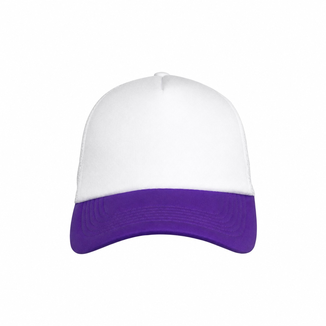 22.8-Inch Five-Panel Foam Trucker Cap — White/Purple
