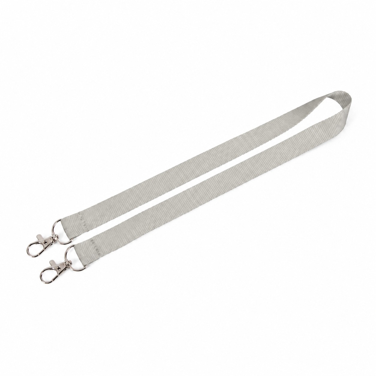 Polyester Dual Clip Lanyard — Nickel Silver