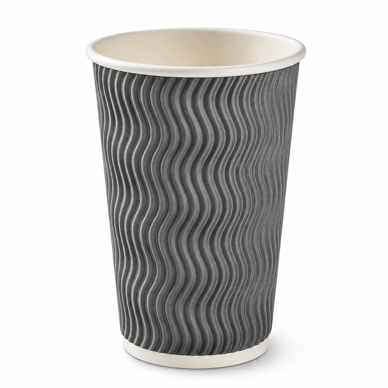 Insulated Ripple Paper Drink Cup — Pewter Gray