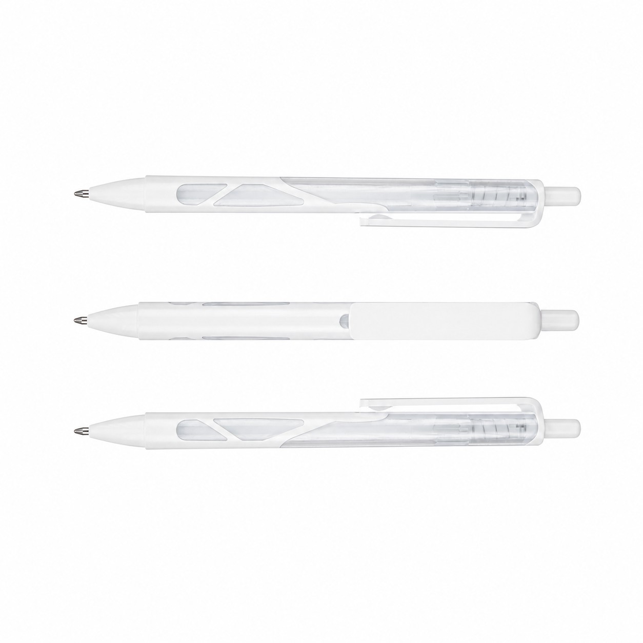 Translucent Barrel Retractable Ballpoint Pen — White