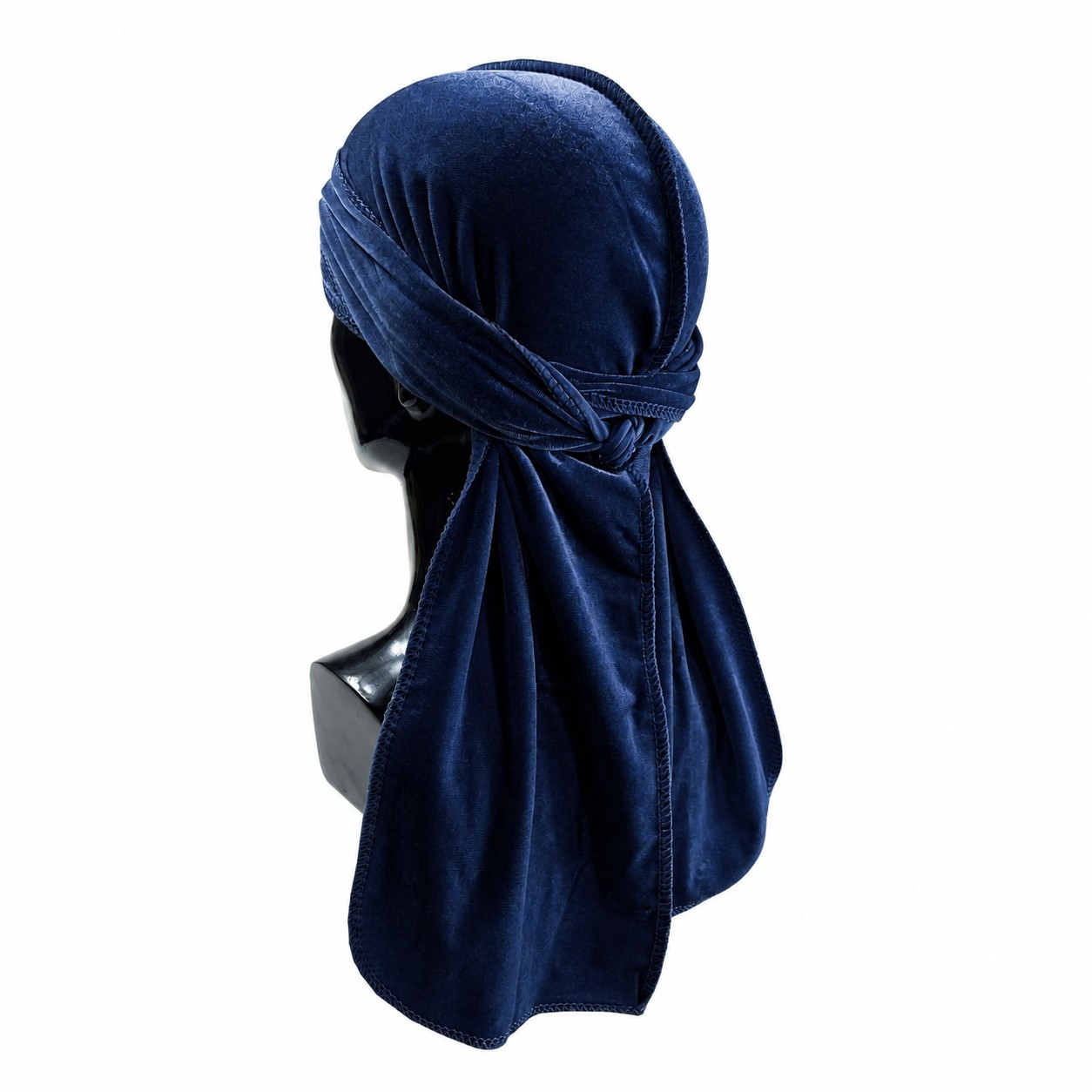 Velvet Long Tail Durag Headwrap — Navy Blue