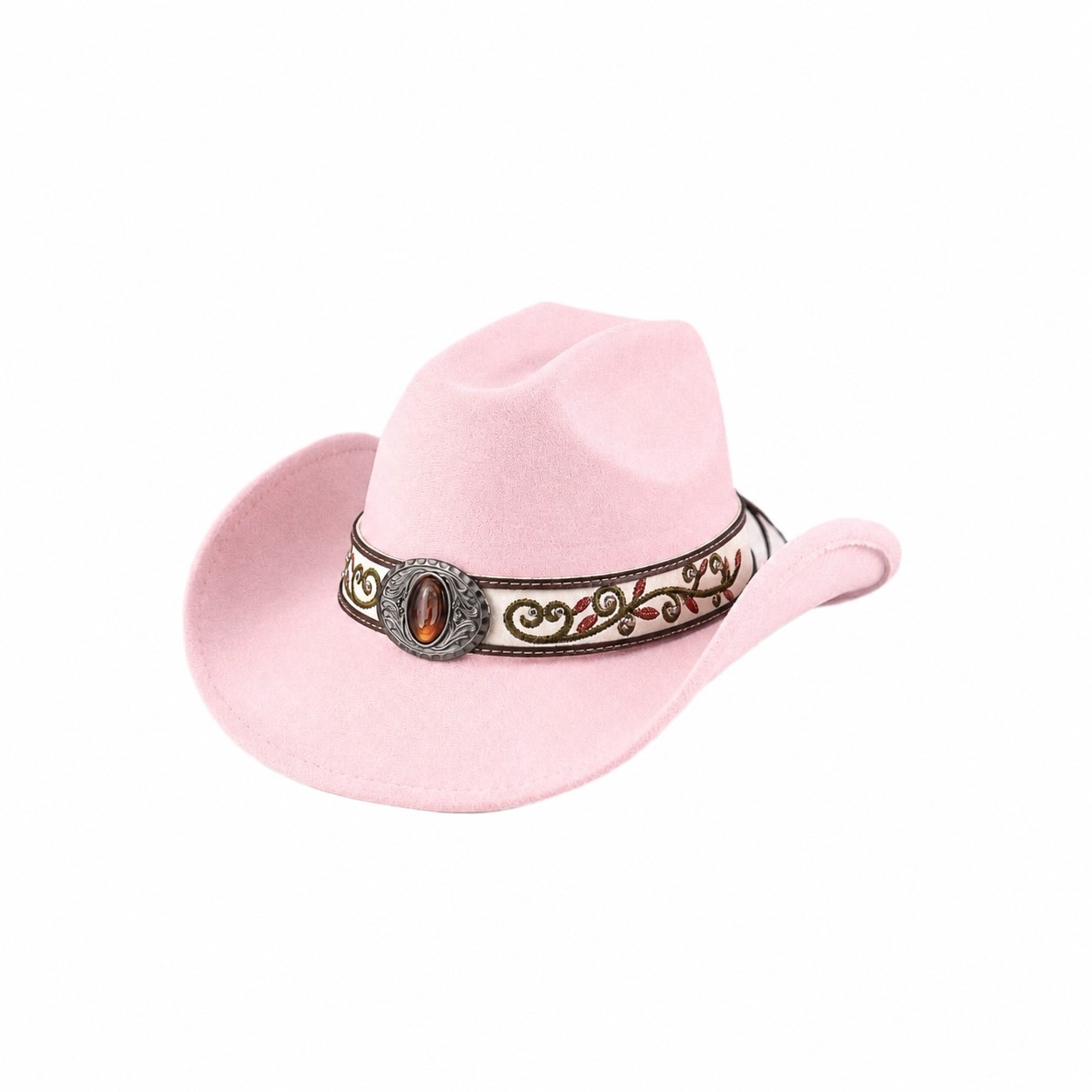 Polyester Felt Cowgirl Hat — Light Pink