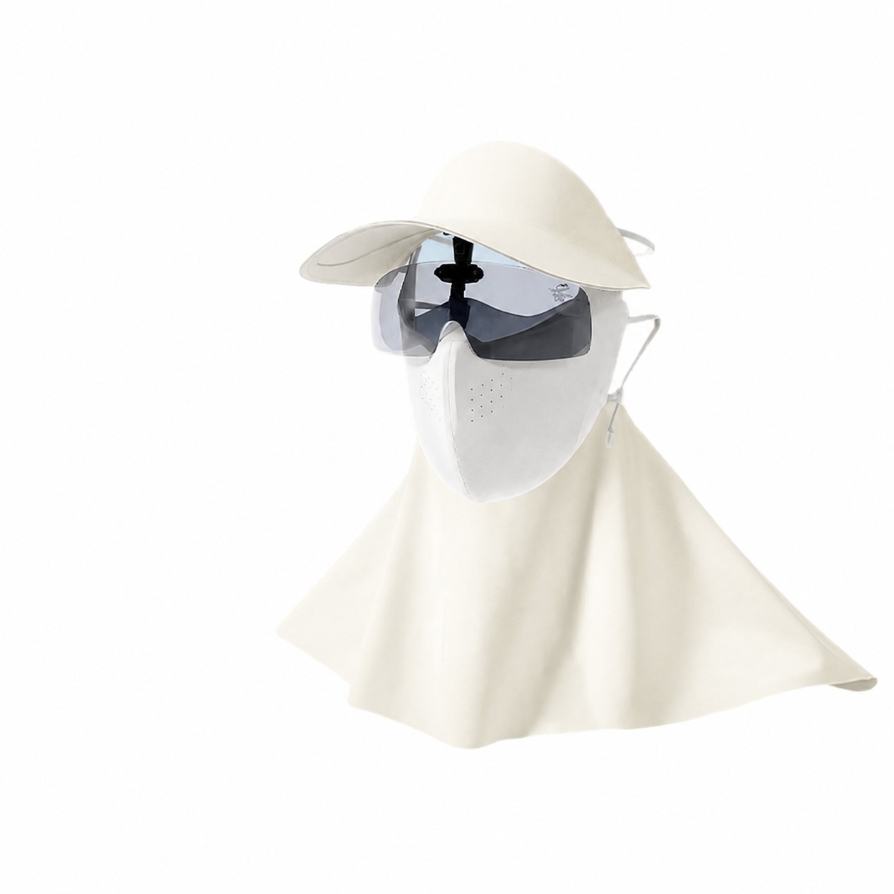 Polyester Full Face Visor Hat — Off White