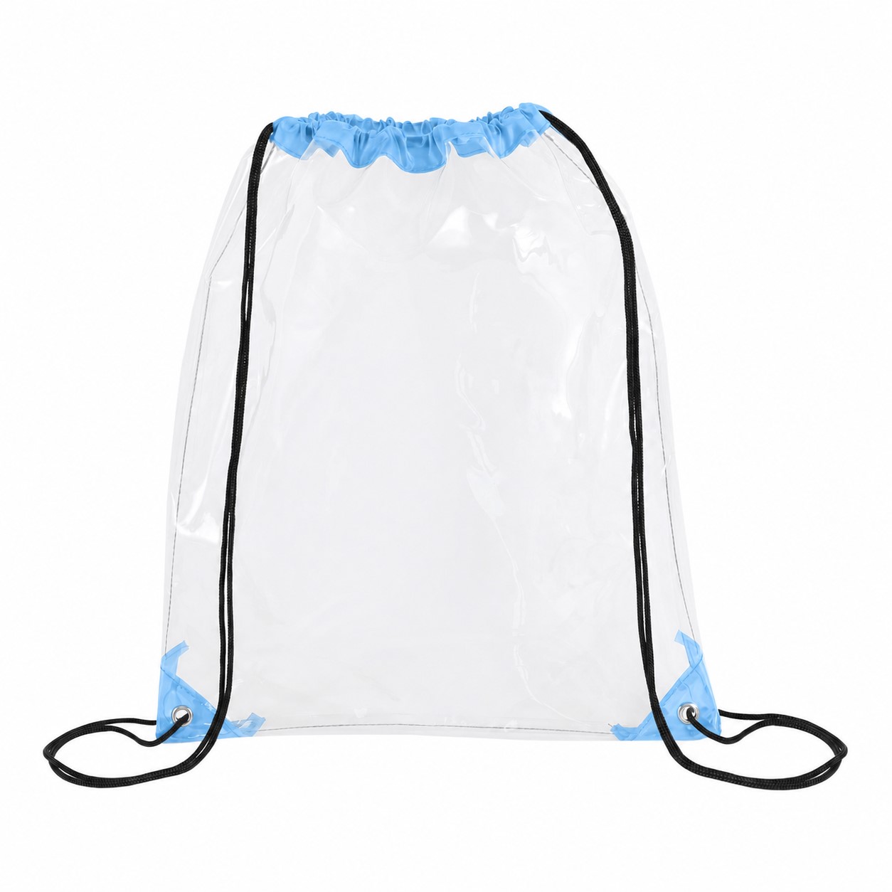 Metal Grommets Clear Drawstring Bag — Light Blue