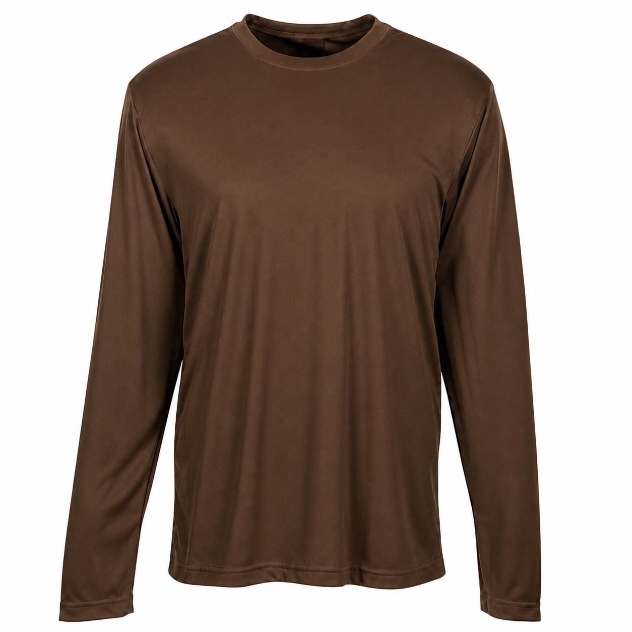 Polyester Long Sleeve Athletic T Shirt — Brown