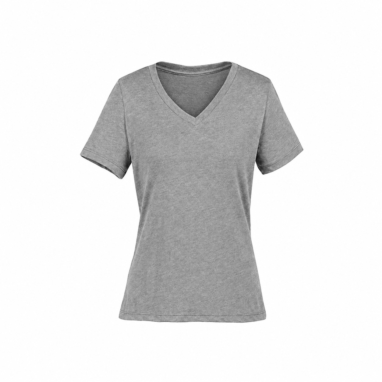 Ladies Heather Blend V Neck Tee — Gray