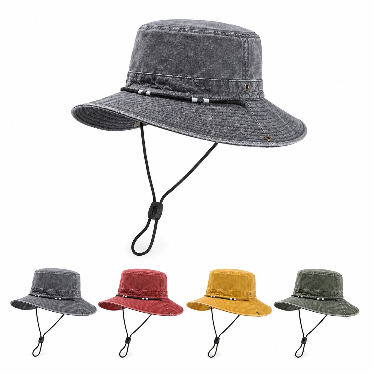 Polyester Chin Cord Bucket Sun Hat