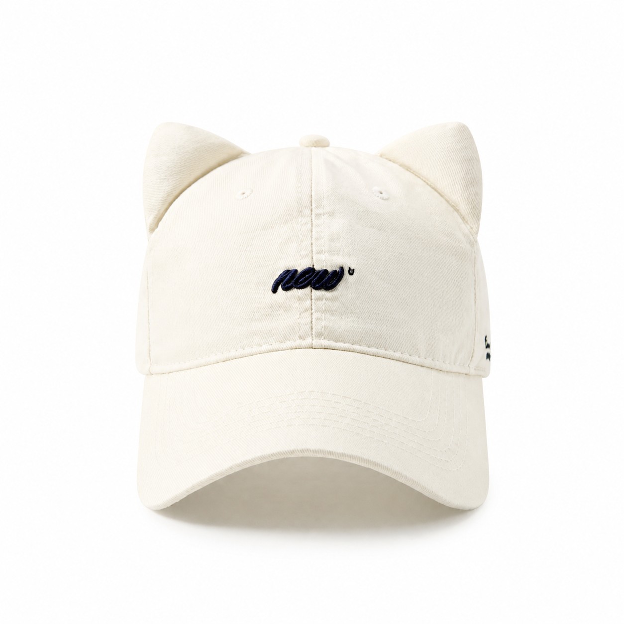 Polyester Cat Ear Baseball Cap — Off White