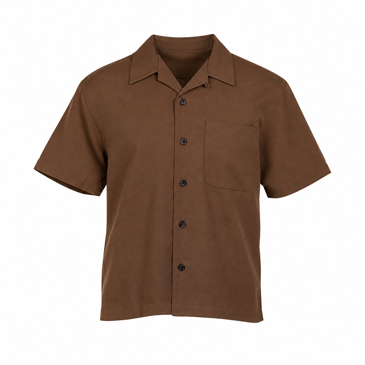 Men's Cotton Polyester Camp Shirt — Brown
