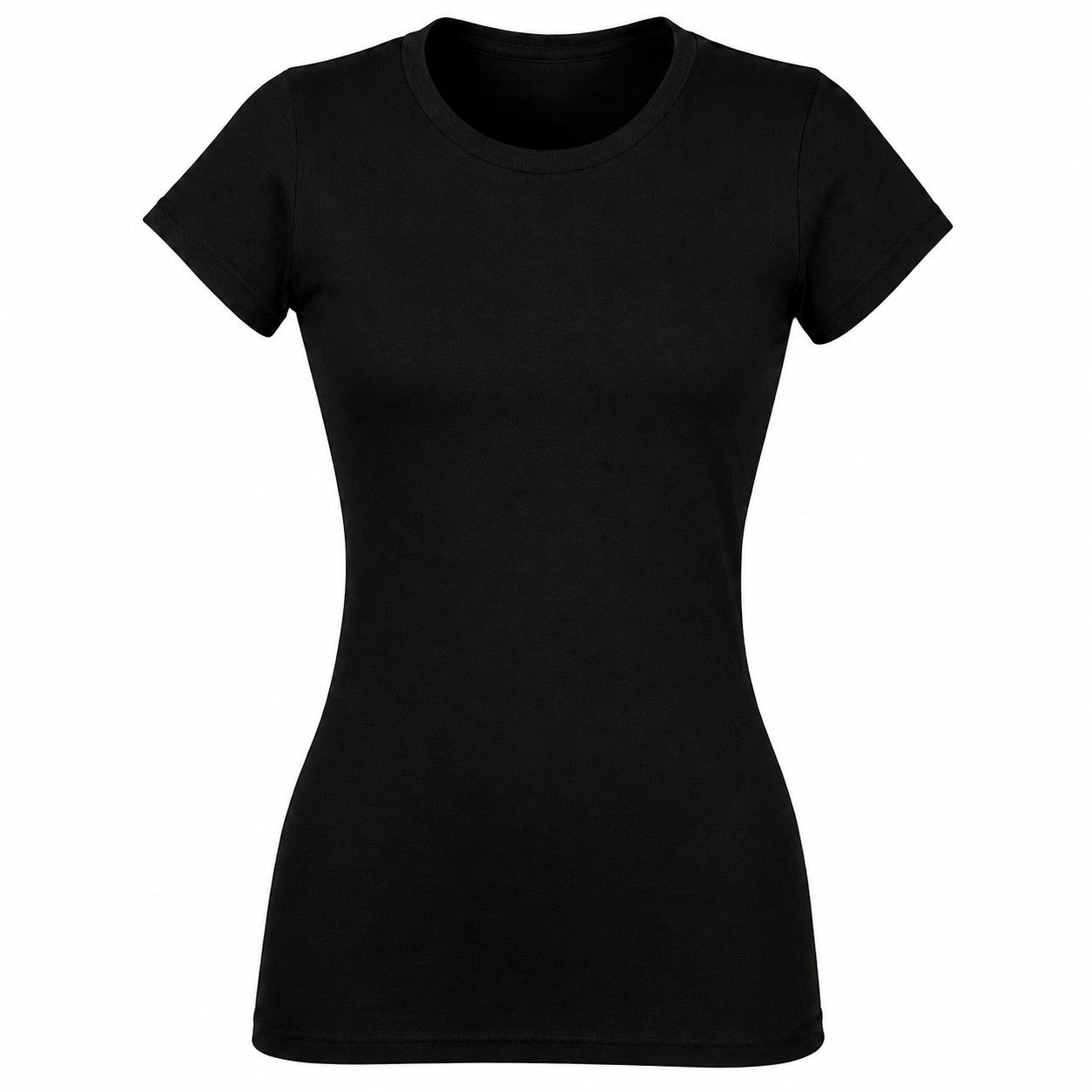 Fitted Ladies Cotton Crewneck Tee — Black