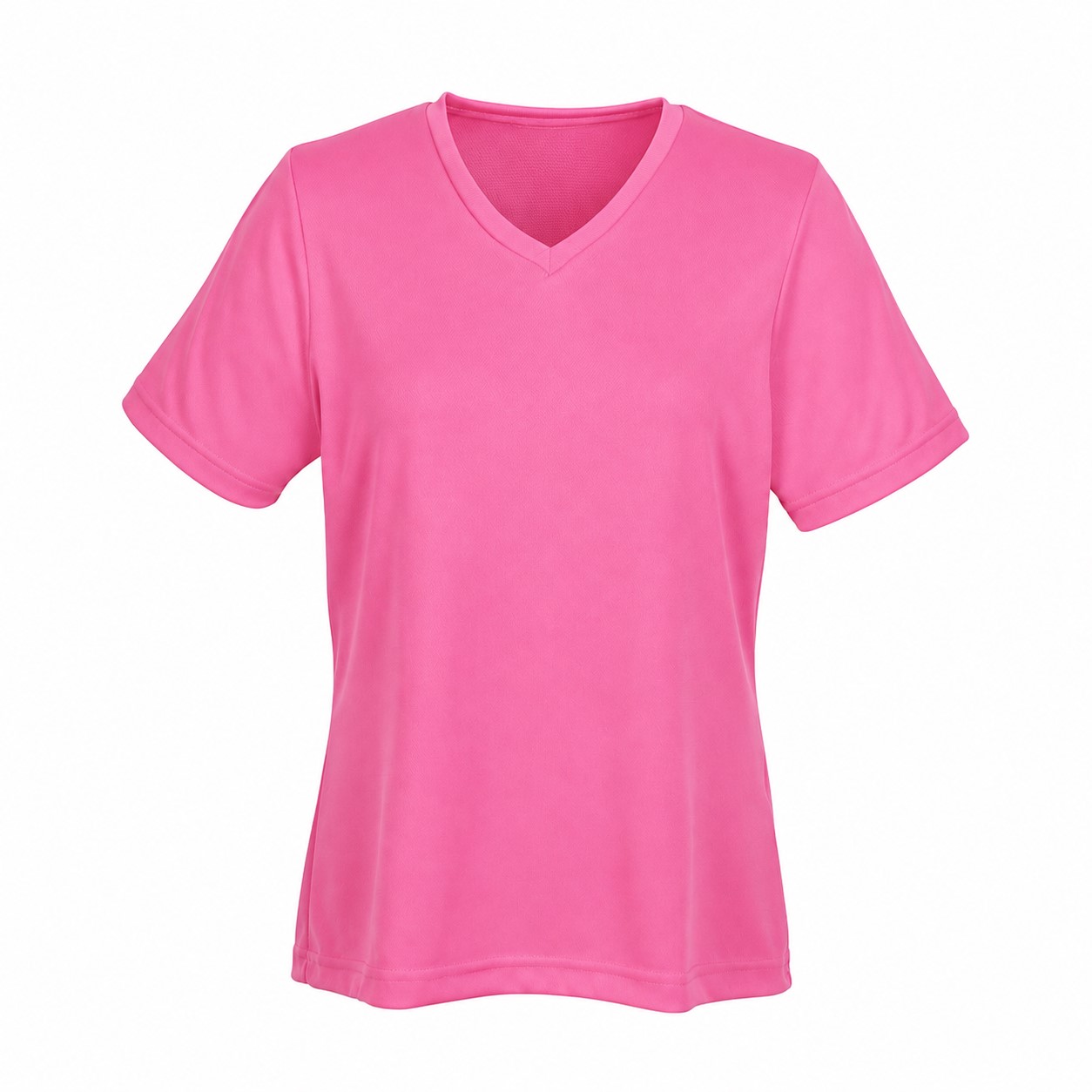 Ladies Mesh Polyester V Neck Shirt — Pink
