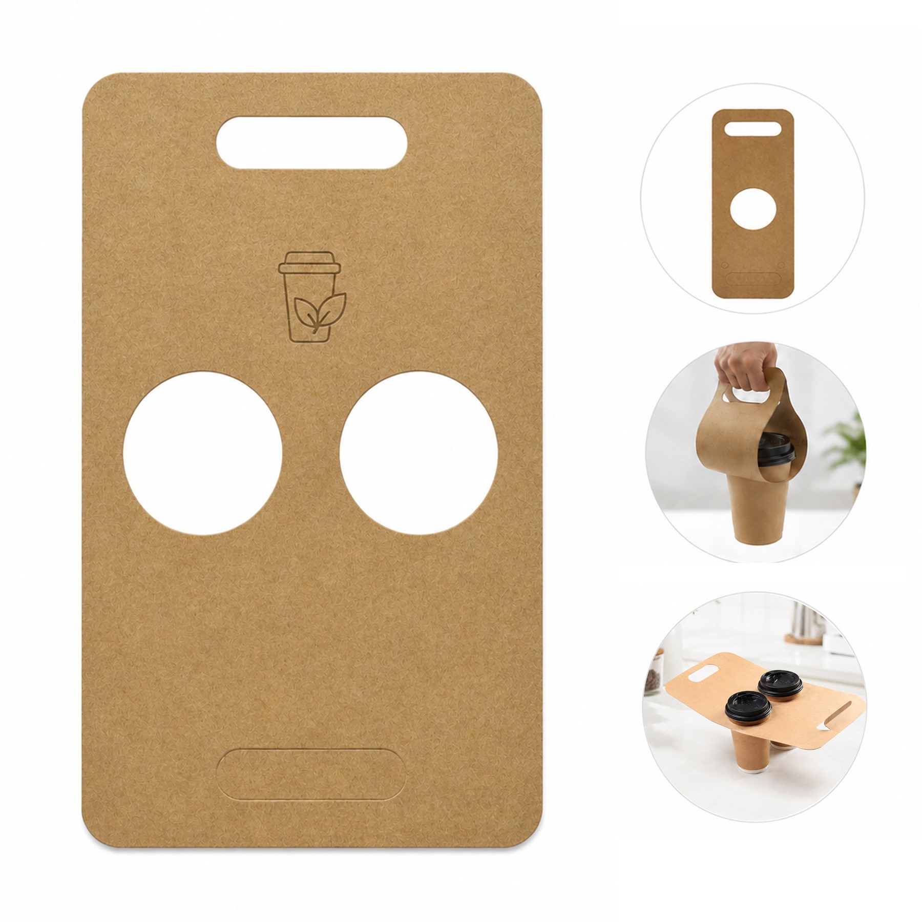 Kraft Paper Double Cup Carrier
