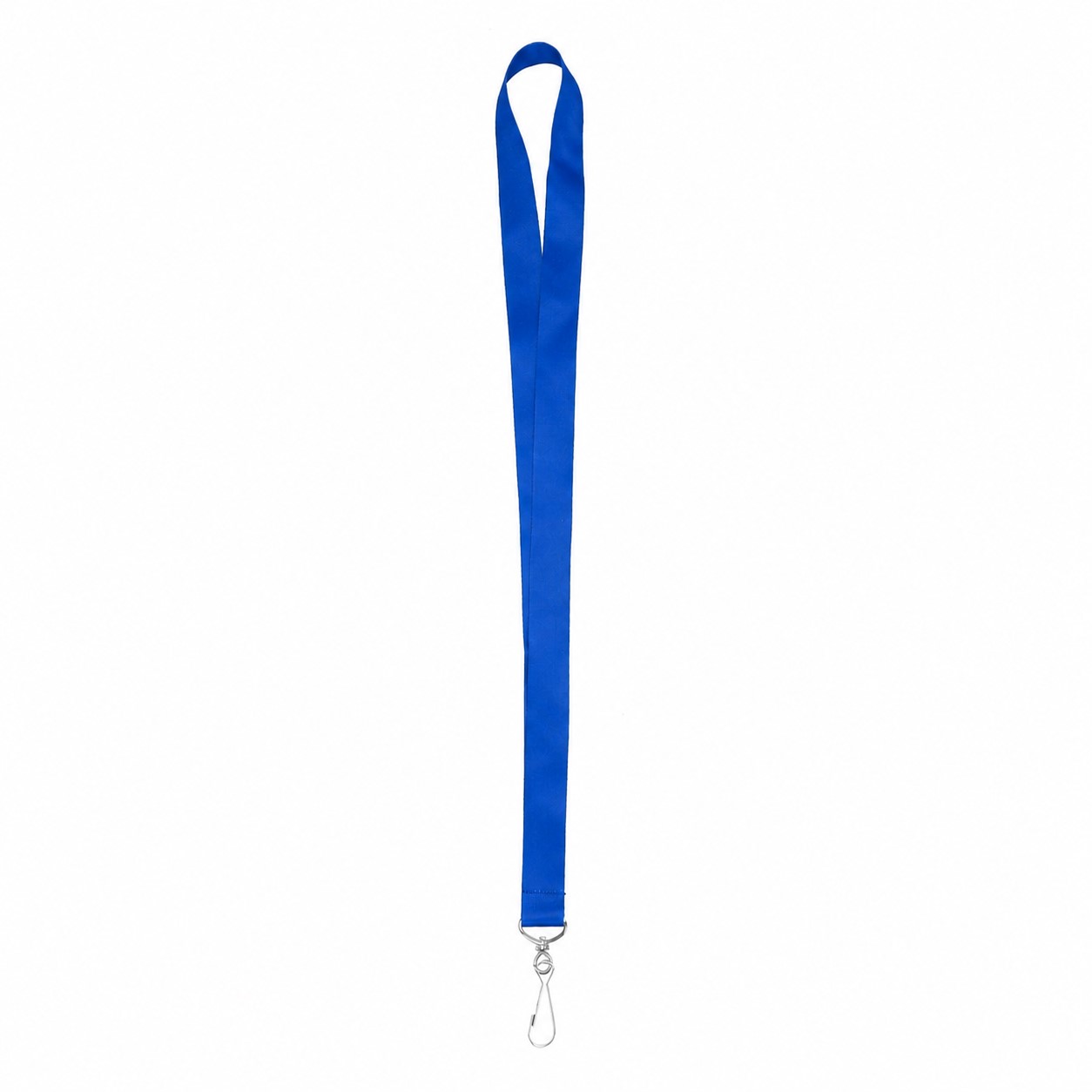 Satin Polyester J-Hook Lanyard — Blue