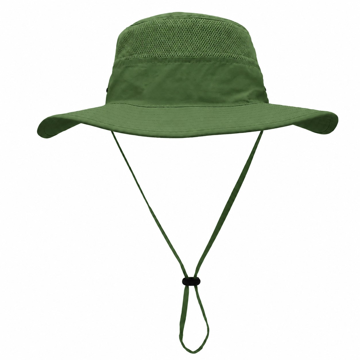 Polyester Wide Brim Safari Hat — Green