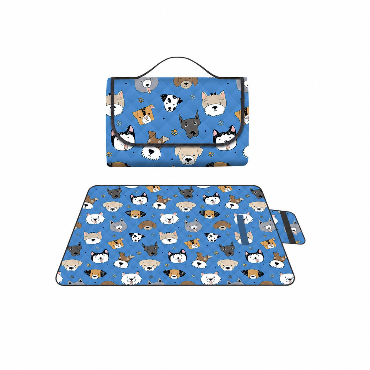 PEVA Picnic Blanket With Carry Flap — Blue
