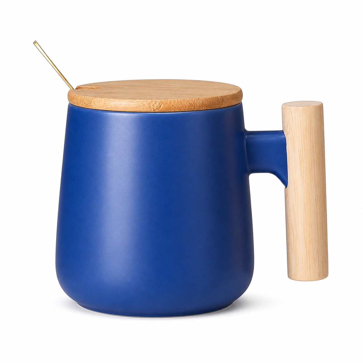 14 Oz Ceramic Mug With Wooden Lid — view 2