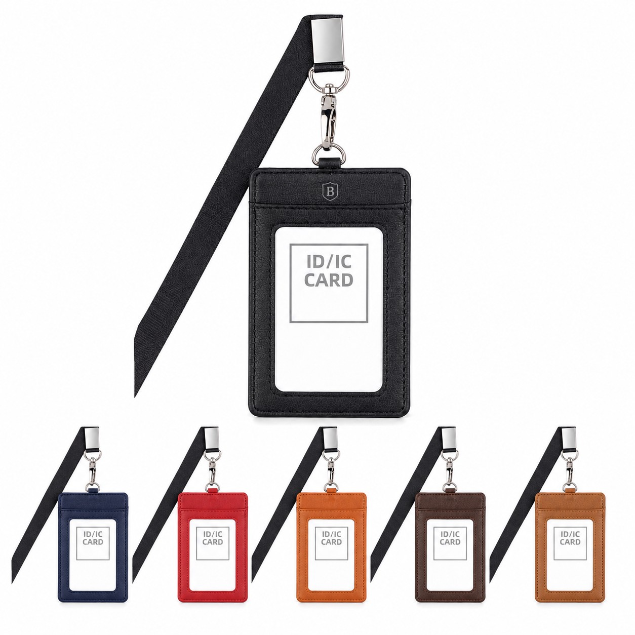 PU Leather Badge Holder With Detachable Lanyard