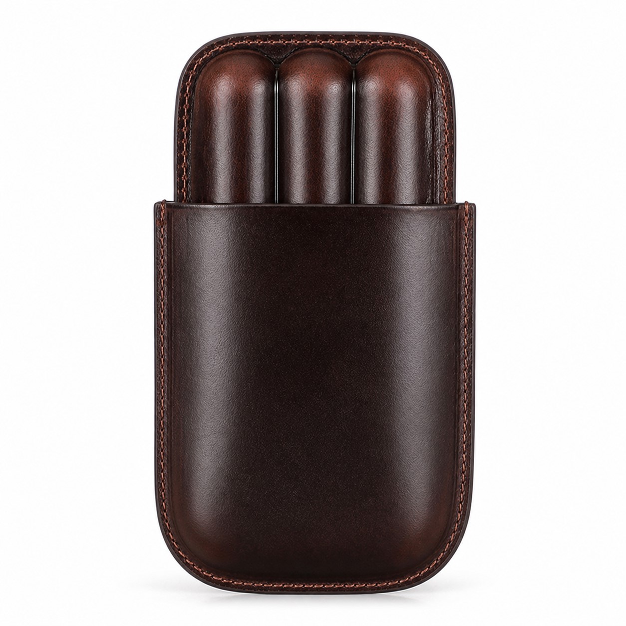 Three Slot Top Grain Leather Cigar Case — view 2