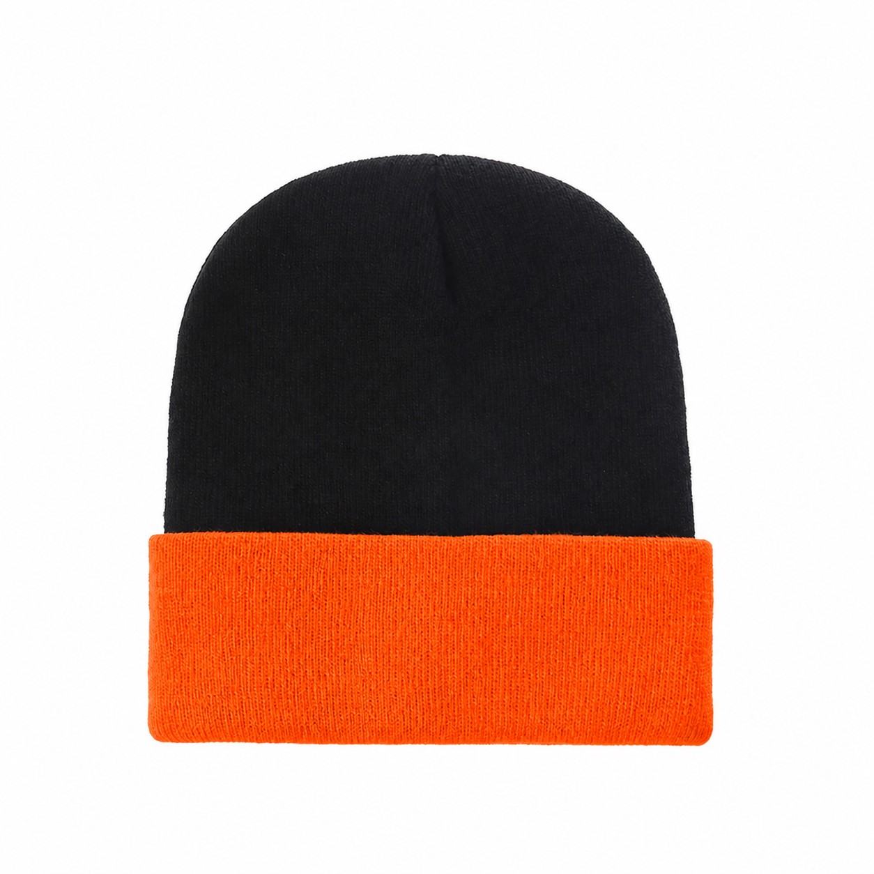 Polyester Two Tone Cuffed Beanie — Orange